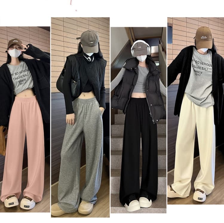 ベージュコーデ リラックスワイドロング美脚パンツ