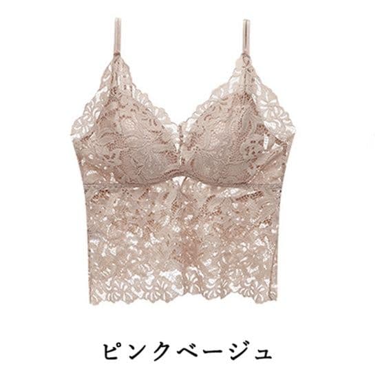 ベージュコーデ 贅沢レース美胸キャミソールトップス
