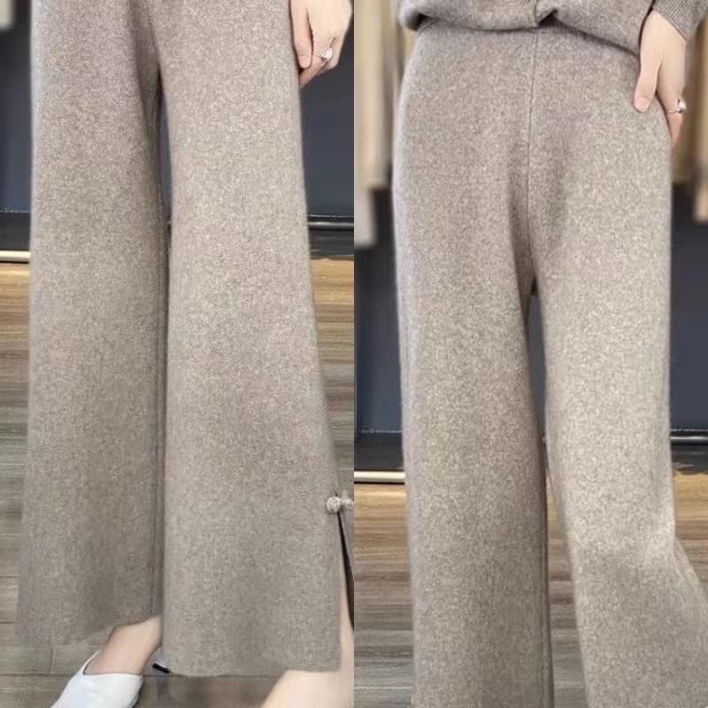 ベージュコーデ 華やかフロントスリットパンツ