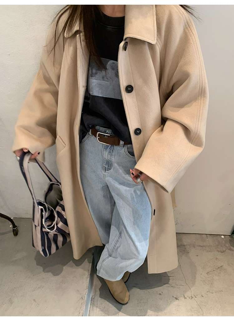 ベージュコーデ シンプル ロング トレンチコート
