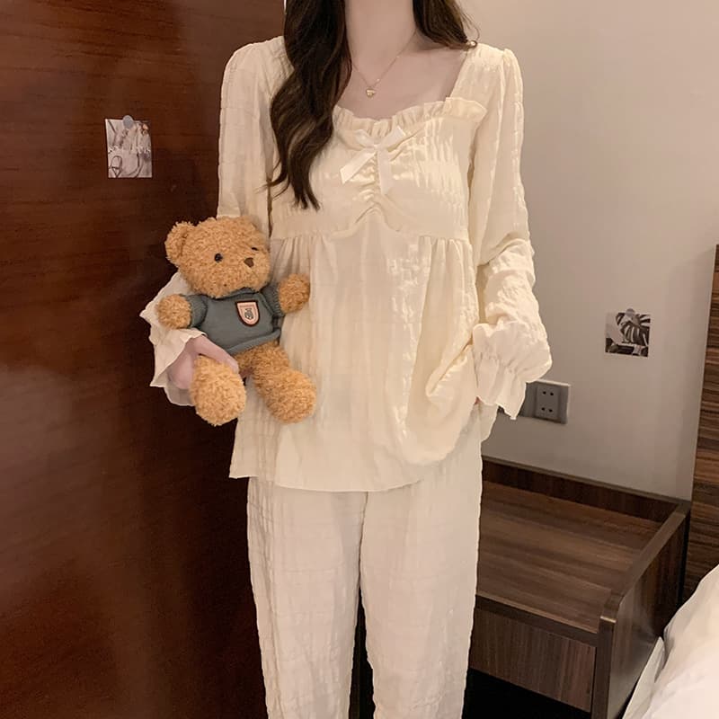 ベージュコーデ お姫様風 たっぷりギャザー パジャマ上下セット
