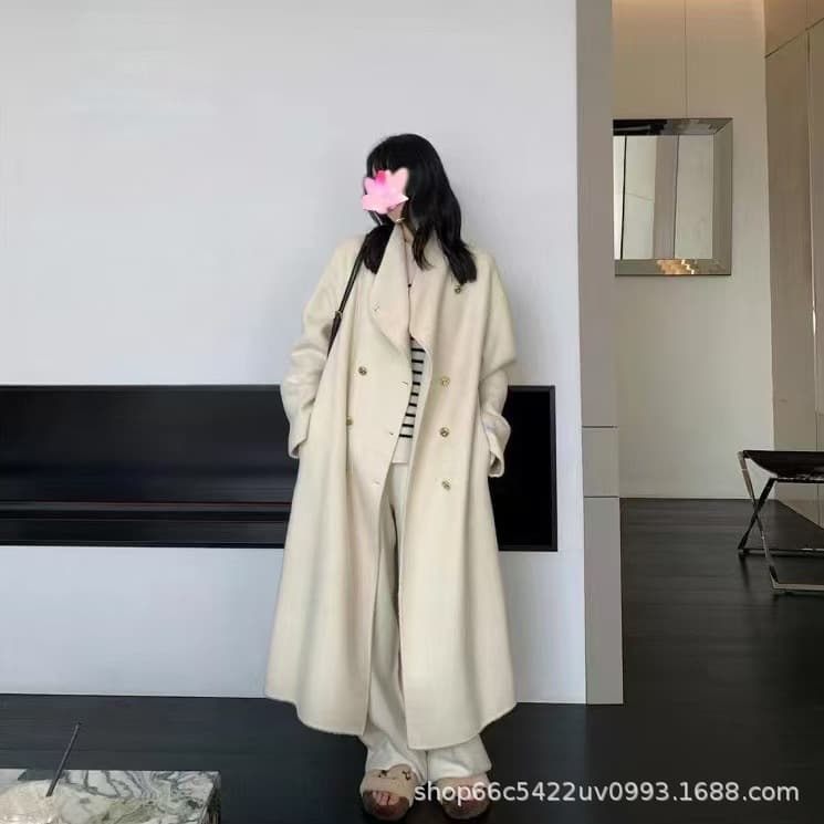 ベージュコーデ フォーマルロングウール ダブルコート
