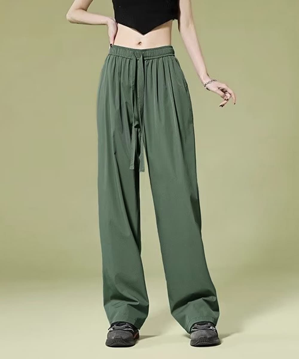 ベージュコーデ ワイドパンツ レディース ハイウエスト 美脚 体型カバー パンツ
