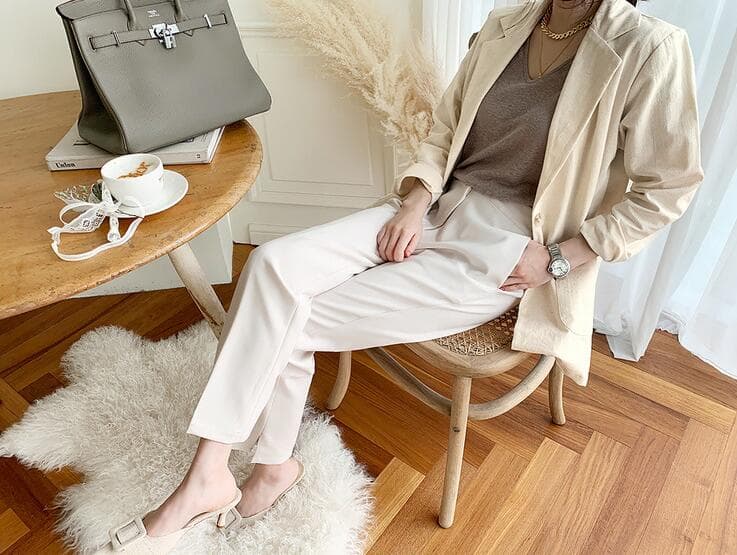 ベージュコーデ ベージュ テーラードジャケット アウター レディース 着回し抜群