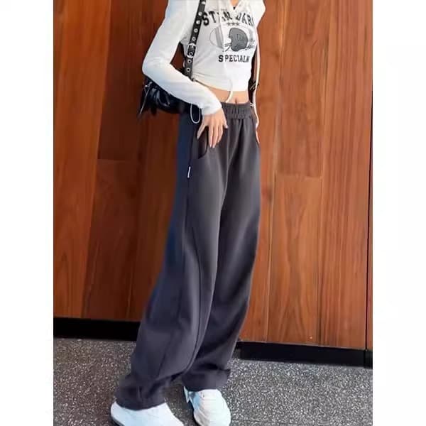 ベージュコーデ シンプルデイリーワイドパンツ