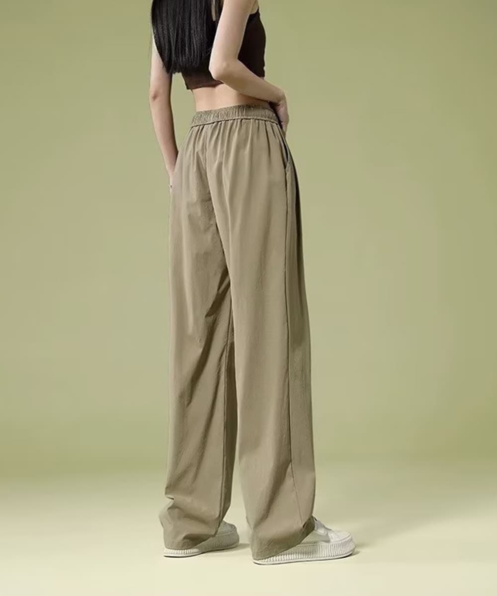 ベージュコーデ ワイドパンツ レディース ハイウエスト 美脚 体型カバー パンツ