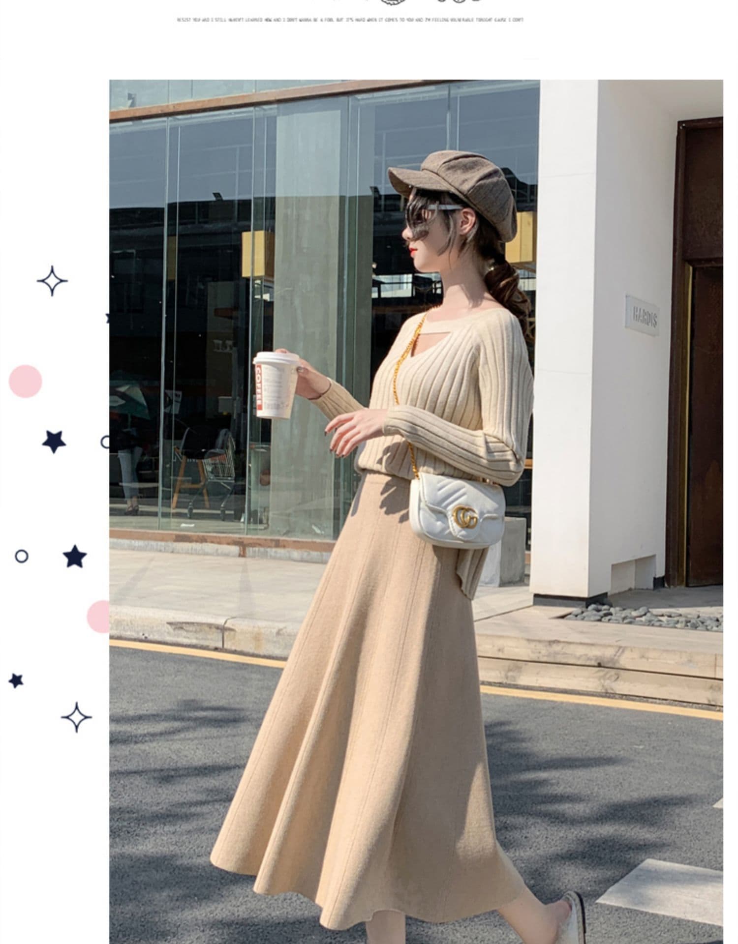 ベージュコーデ 大人の上品プリーツスカート