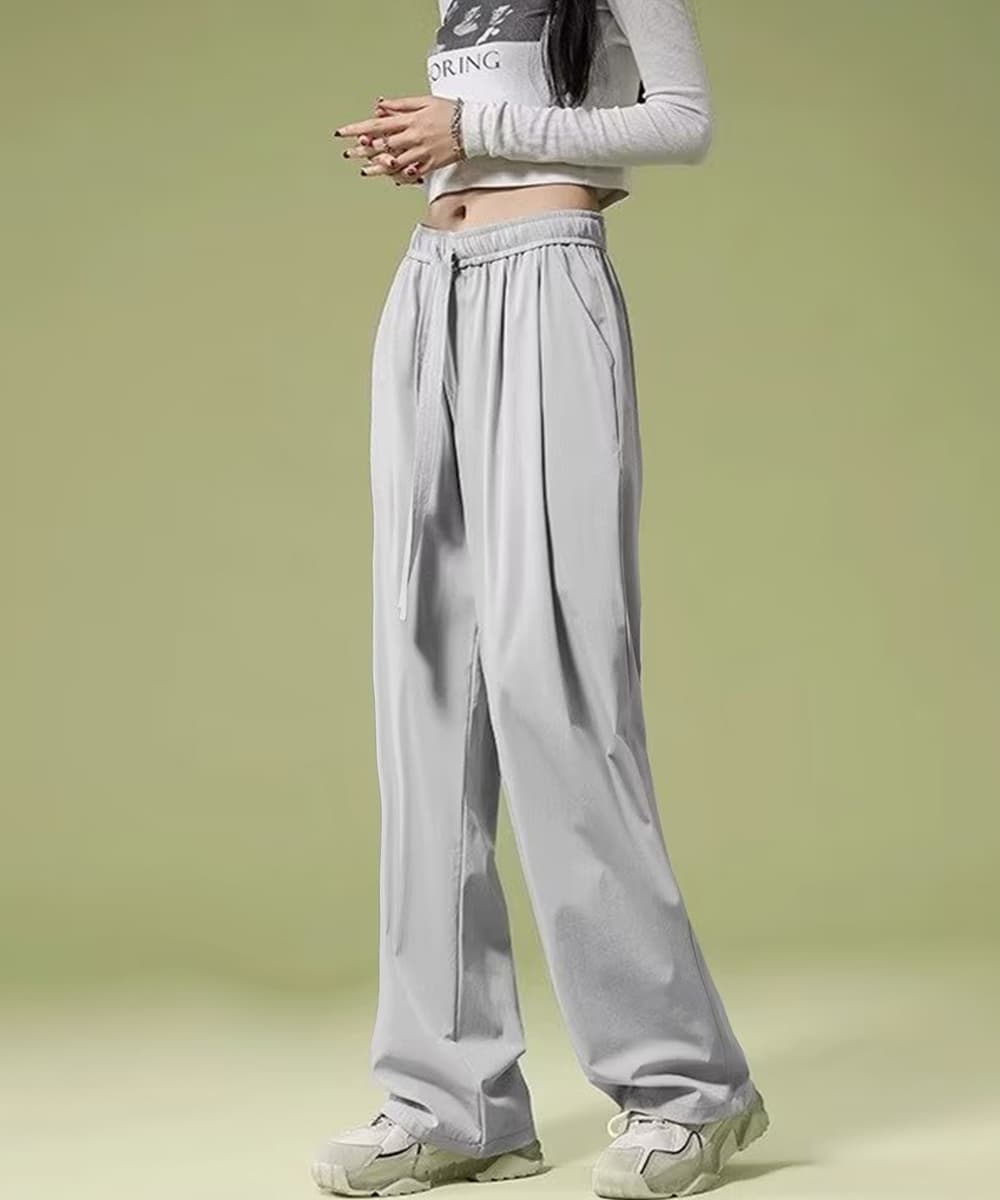 ベージュコーデ ワイドパンツ レディース ハイウエスト 美脚 体型カバー パンツ