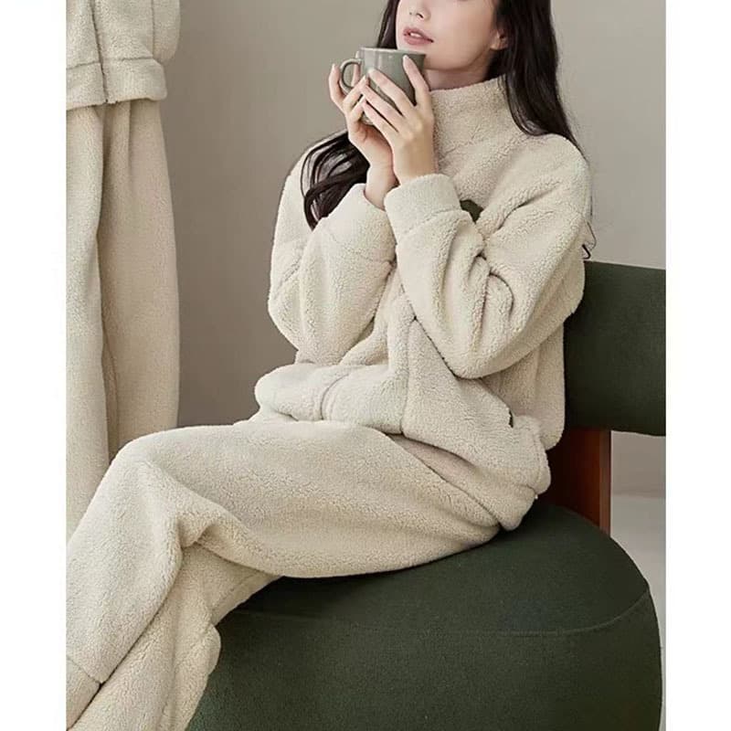 ベージュコーデ もこもこペアルームウエア上下セット